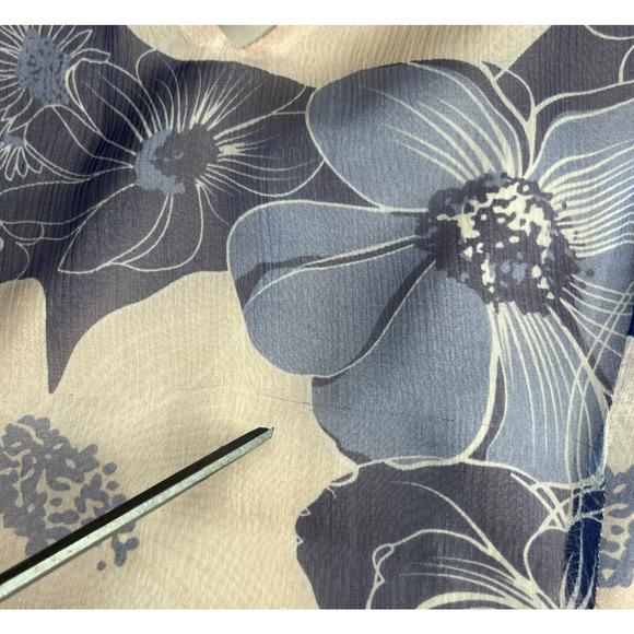 J Peterman Silk Midi Dress 4 Pink Blue Floral Sleeveless V Neck Chiffon Flowy - Picture 7 of 14